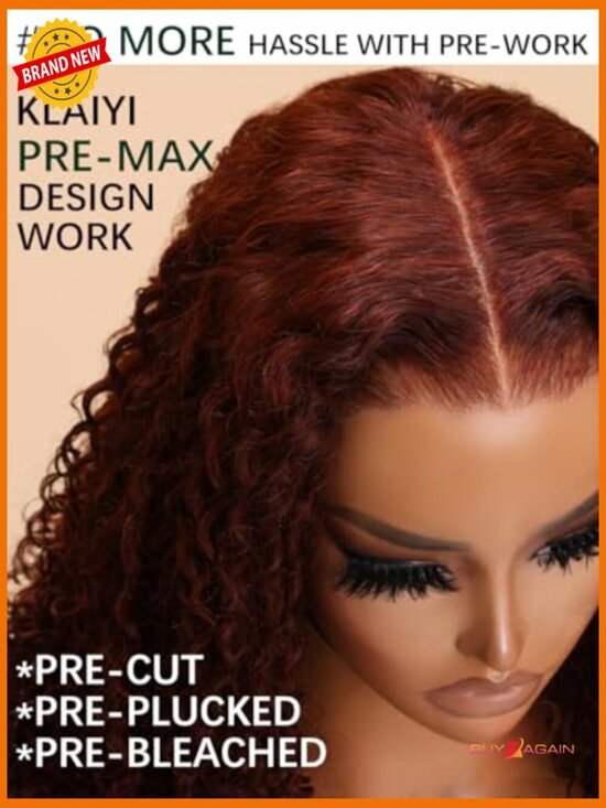 Glueless Lace Front Wig Pre Cut Pre Plucked Human Hair Curly 14In main image 4